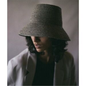 Janessa Leone Green Felix Large Brim Straw Multi Way Bucket Hat - Large